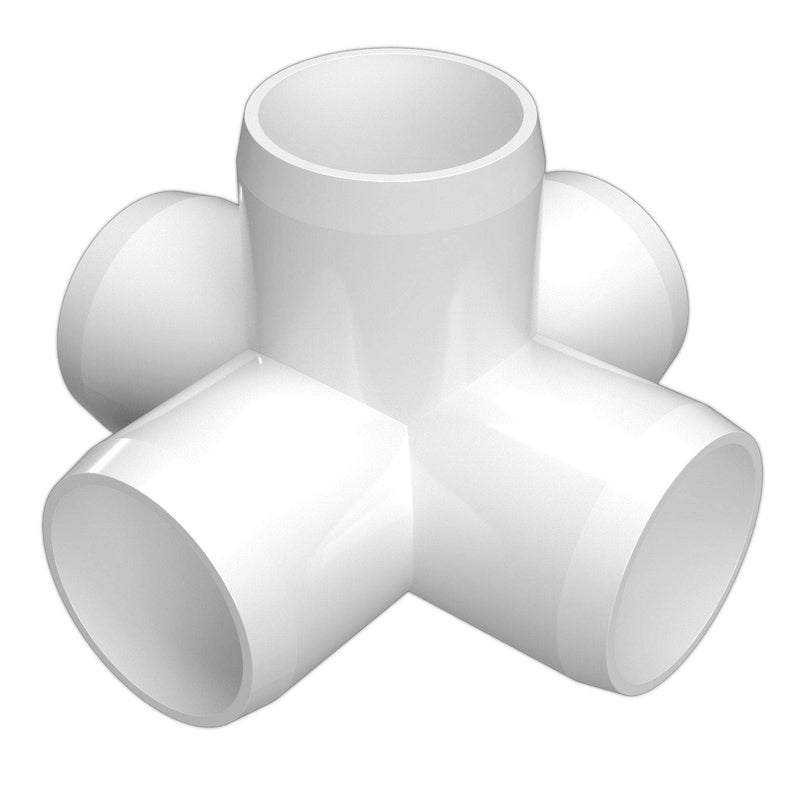 Load image into Gallery viewer, 1-1/4 in. 5-Way Furniture Grade PVC Cross Fitting - White - FORMUFIT

