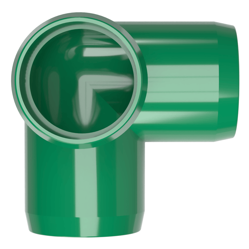 Load image into Gallery viewer, 1-1/2 in. 3-Way Furniture Grade PVC Elbow Fitting - Green - FORMUFIT
