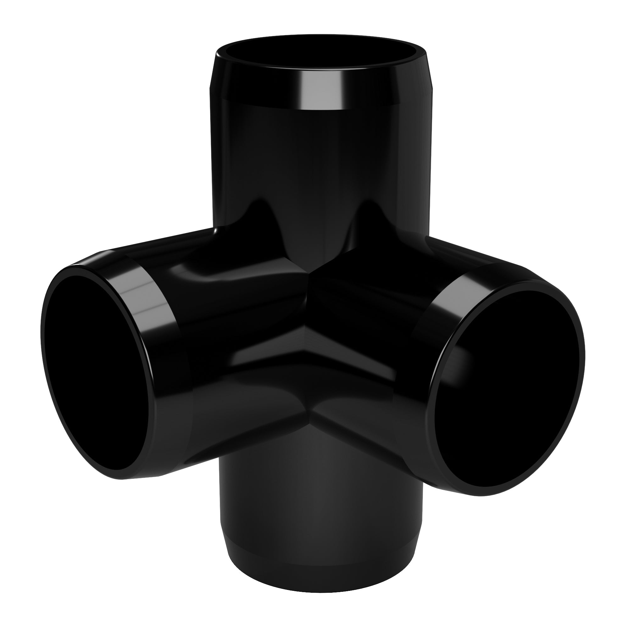 1-1/2 in. 4-Way Furniture Grade PVC Tee Fitting - Black - FORMUFIT