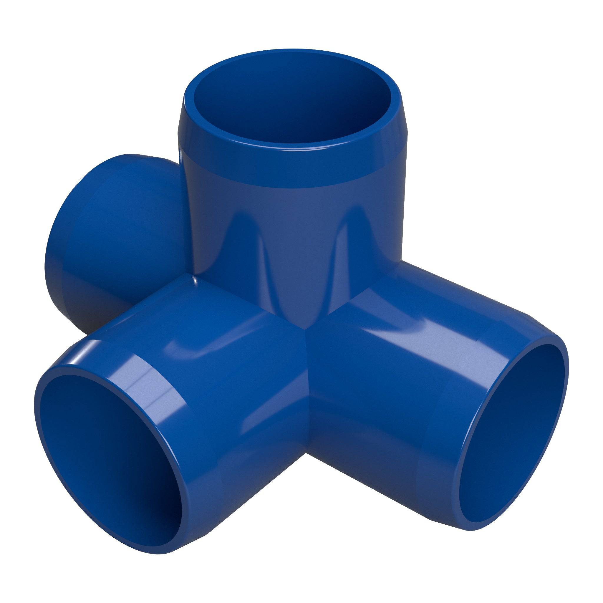 1-1/2 in. 4-Way Furniture Grade PVC Tee Fitting - Blue - FORMUFIT