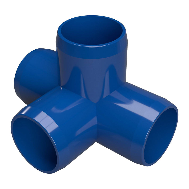 Load image into Gallery viewer, 1-1/2 in. 4-Way Furniture Grade PVC Tee Fitting - Blue - FORMUFIT

