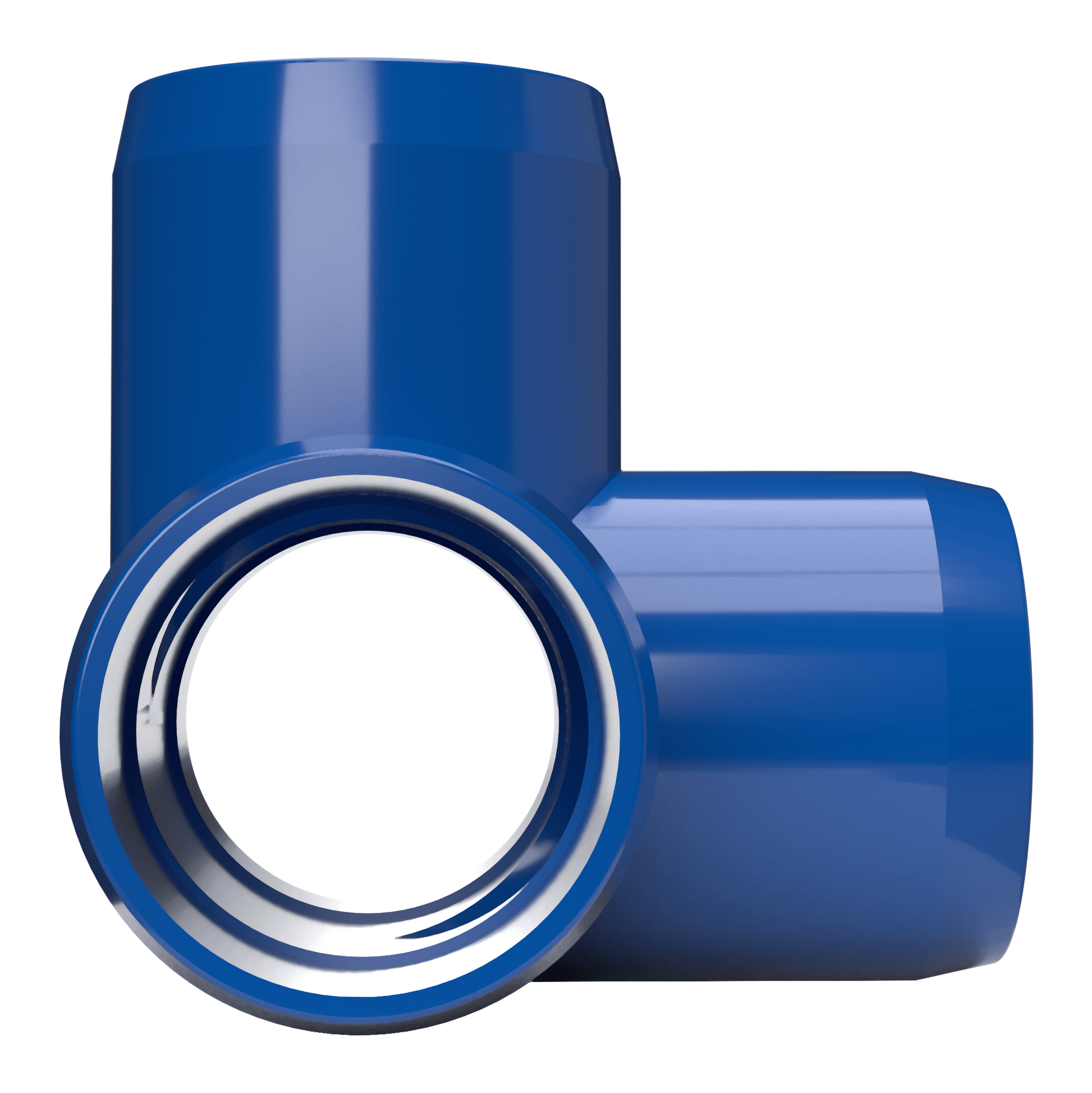 1-1/2 in. 4-Way Furniture Grade PVC Tee Fitting - Blue - FORMUFIT