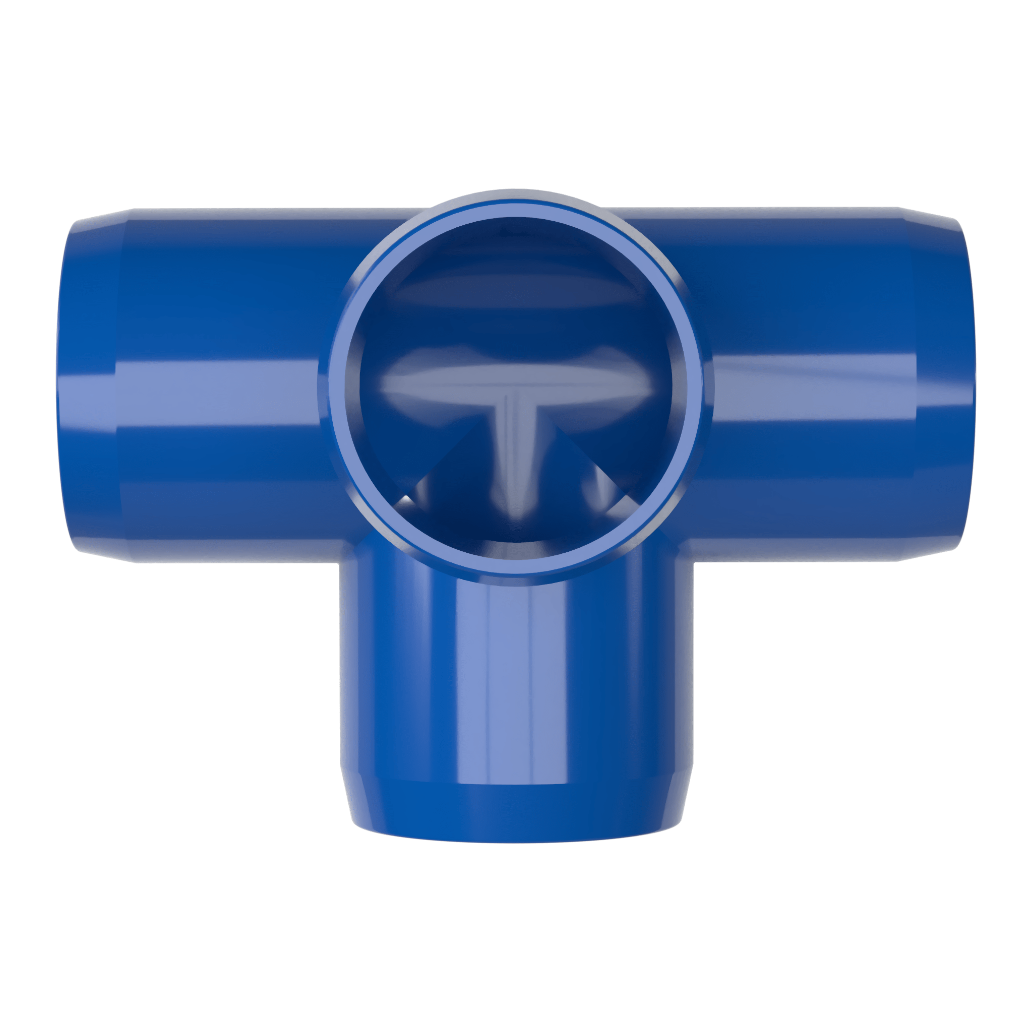 1-1/2 in. 4-Way Furniture Grade PVC Tee Fitting - Blue - FORMUFIT