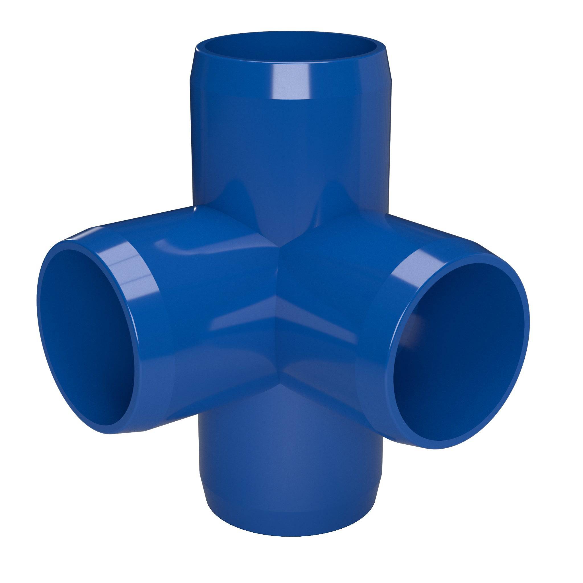 1-1/2 in. 4-Way Furniture Grade PVC Tee Fitting - Blue - FORMUFIT