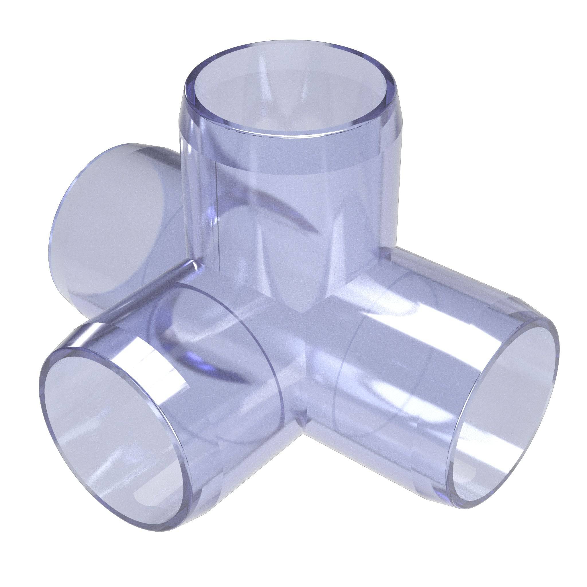 1-1/2 in. 4-Way Furniture Grade PVC Tee Fitting - Clear - FORMUFIT