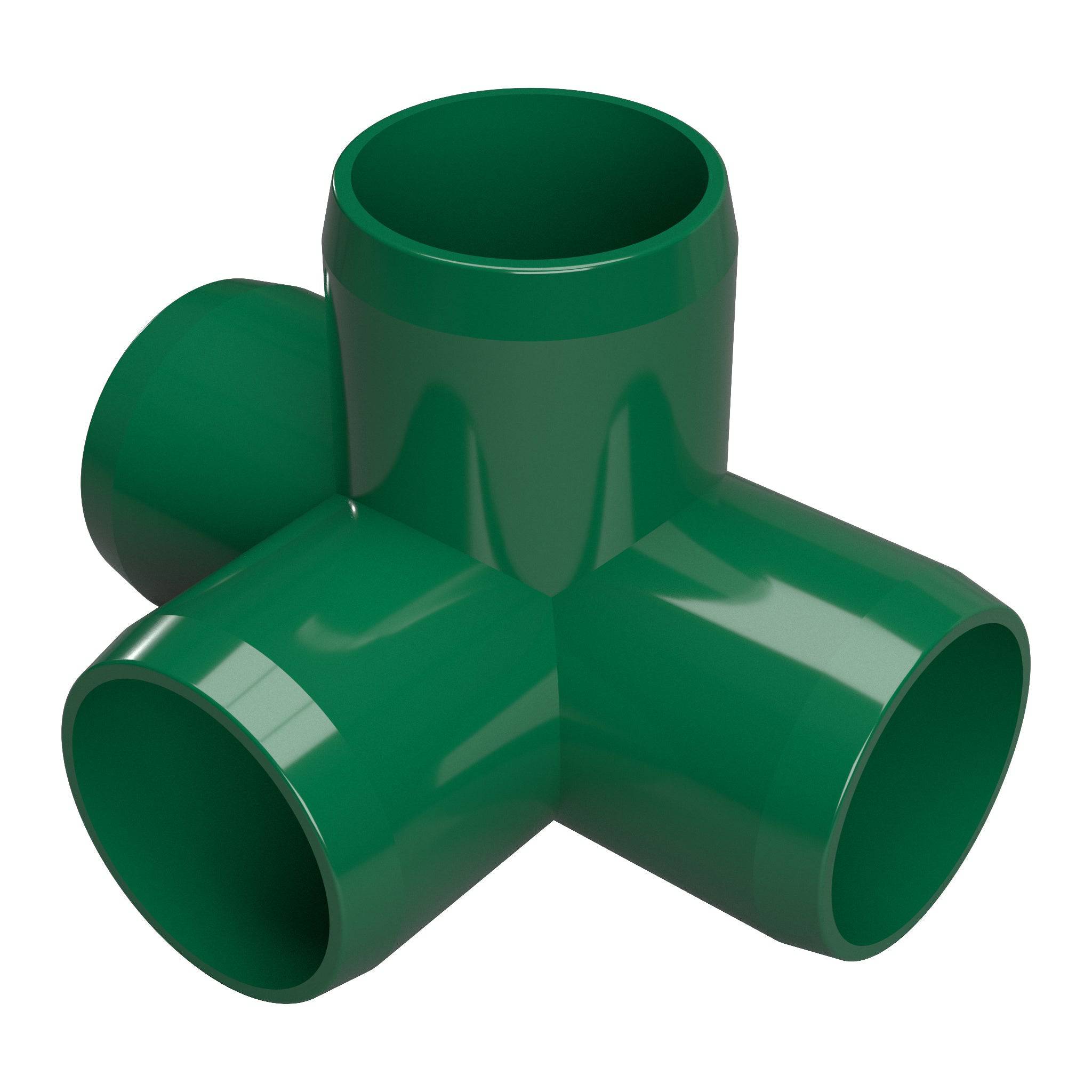 1-1/2 in. 4-Way Furniture Grade PVC Tee Fitting - Green - FORMUFIT