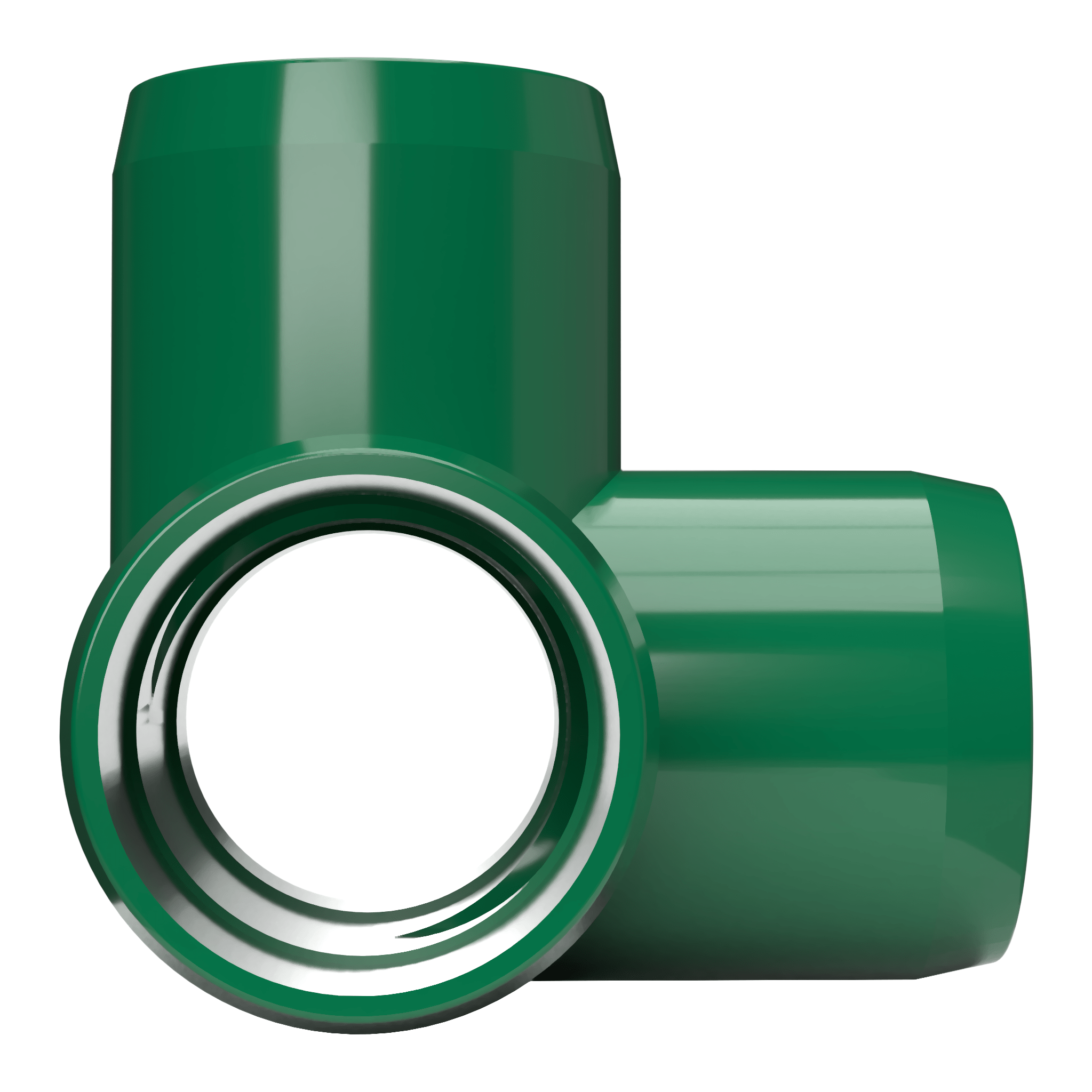 1-1/2 in. 4-Way Furniture Grade PVC Tee Fitting - Green - FORMUFIT