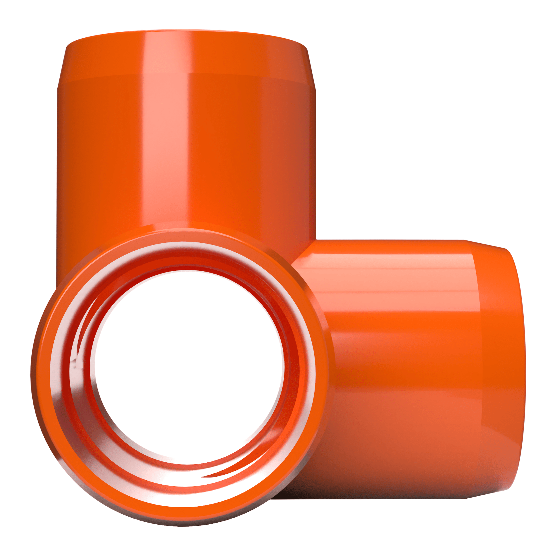 1-1/2 in. 4-Way Furniture Grade PVC Tee Fitting - Orange - FORMUFIT