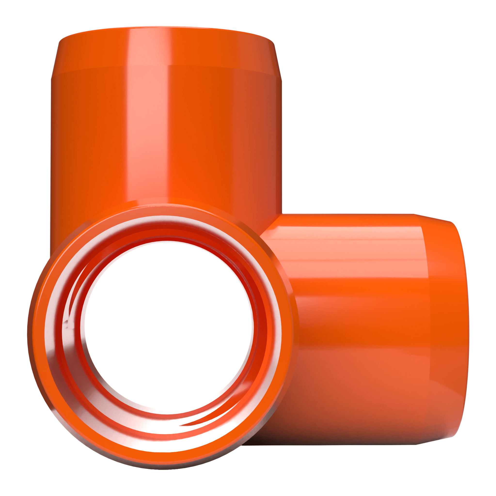 1-1/2 in. 4-Way Furniture Grade PVC Tee Fitting - Orange - FORMUFIT