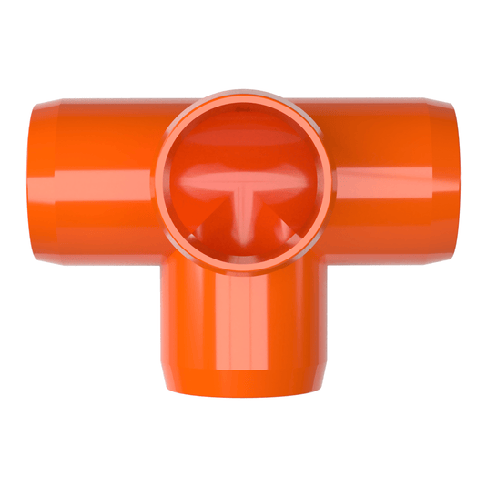 1-1/2 in. 4-Way Furniture Grade PVC Tee Fitting - Orange - FORMUFIT