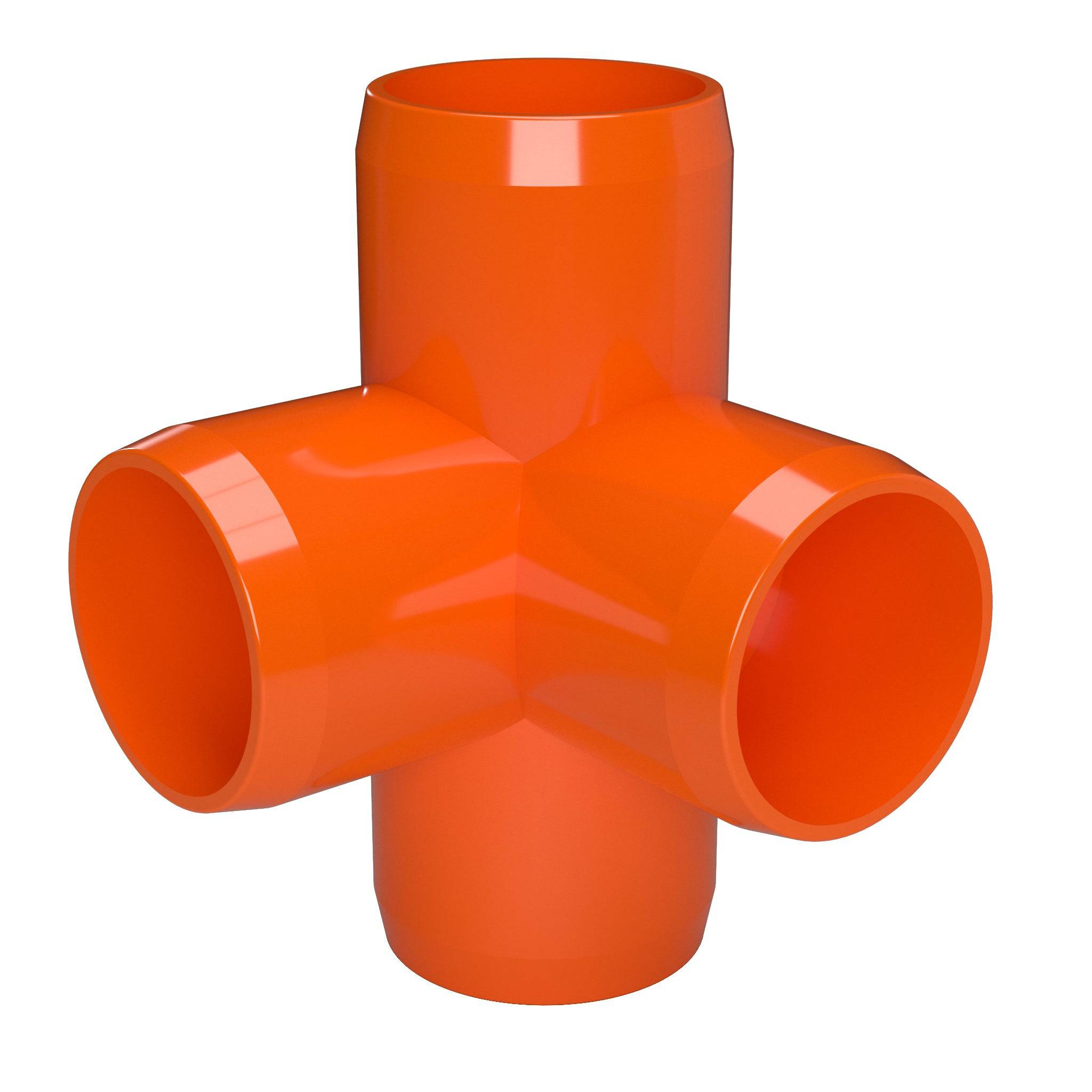 1-1/2 in. 4-Way Furniture Grade PVC Tee Fitting - Orange - FORMUFIT