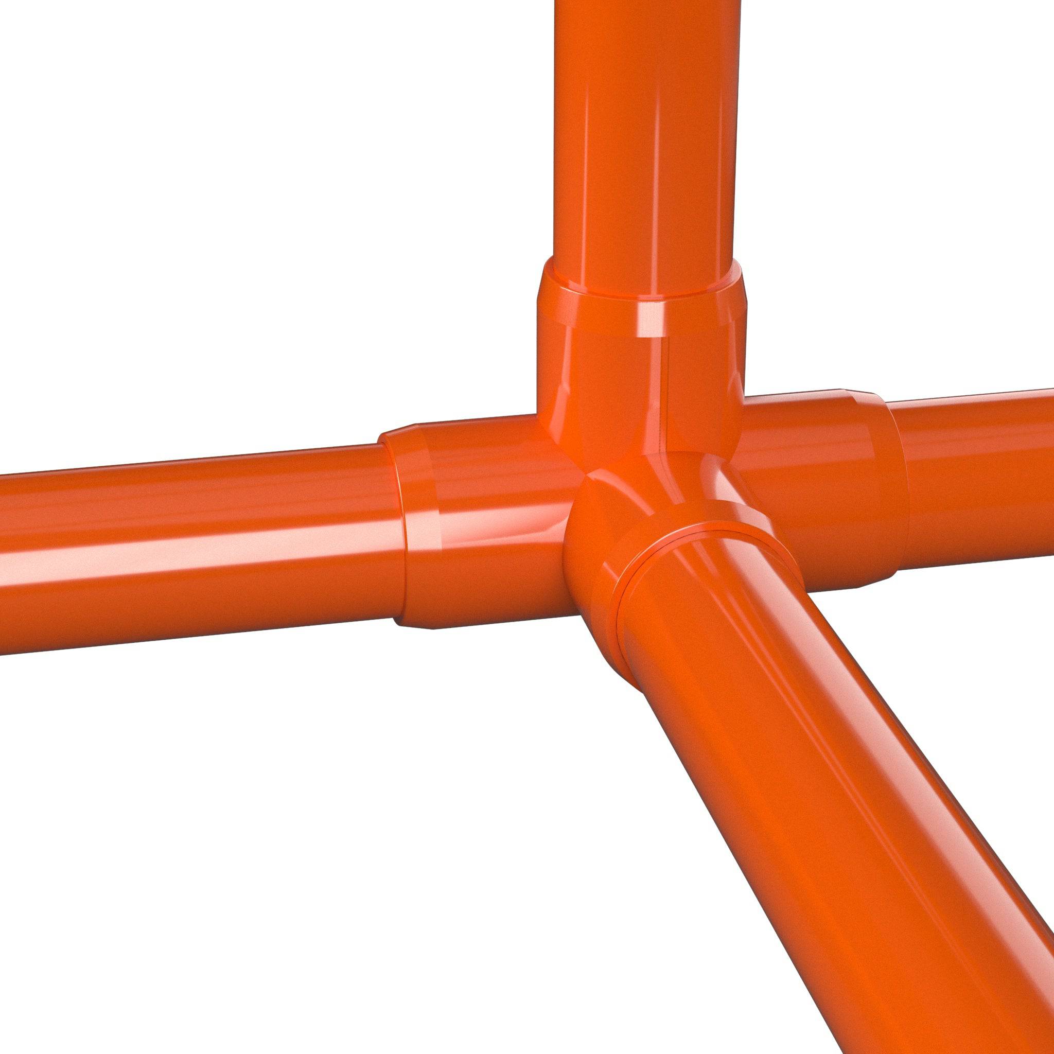 1-1/2 in. 4-Way Furniture Grade PVC Tee Fitting - Orange - FORMUFIT