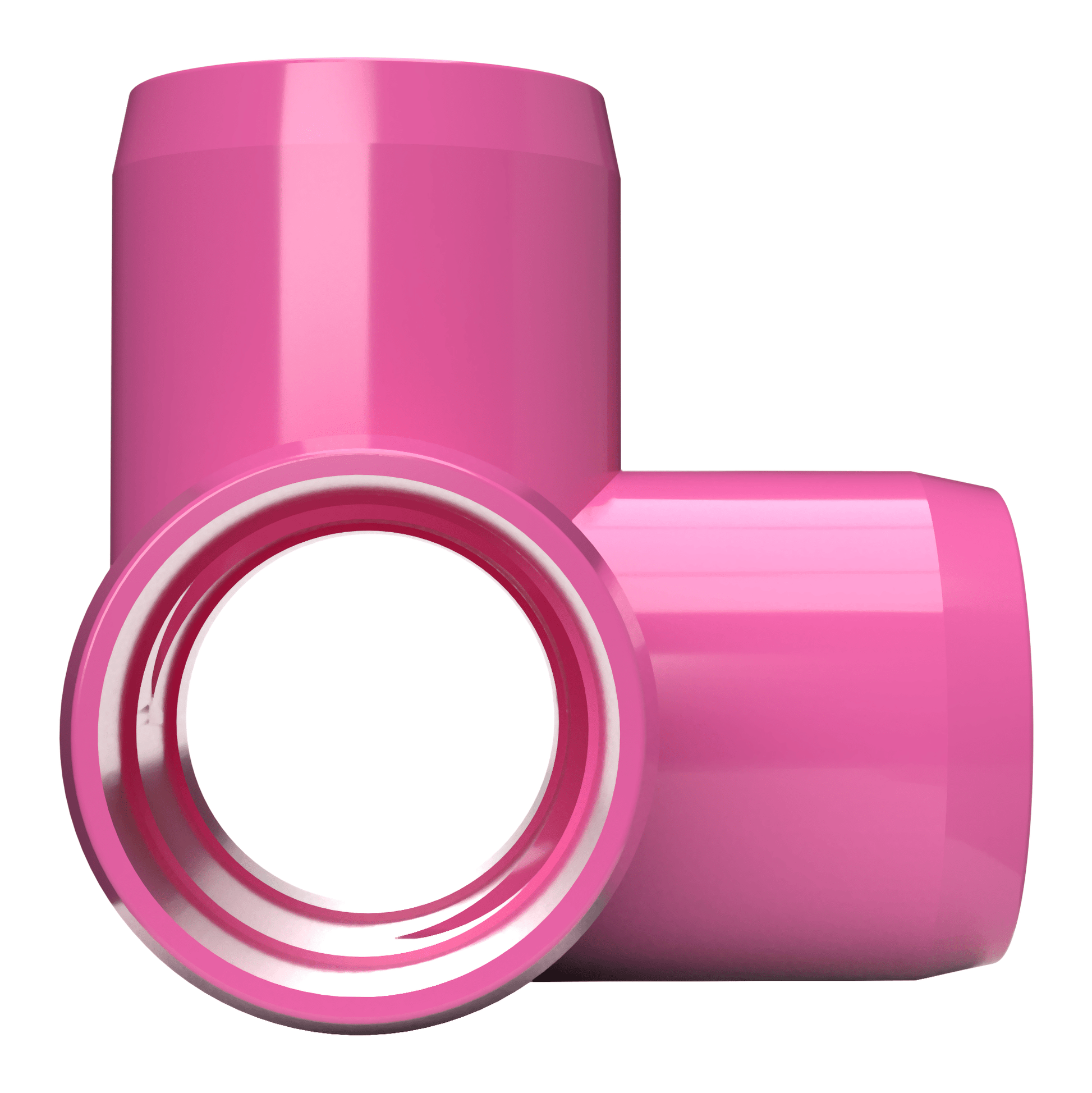 1-1/2 in. 4-Way Furniture Grade PVC Tee Fitting - Pink - FORMUFIT