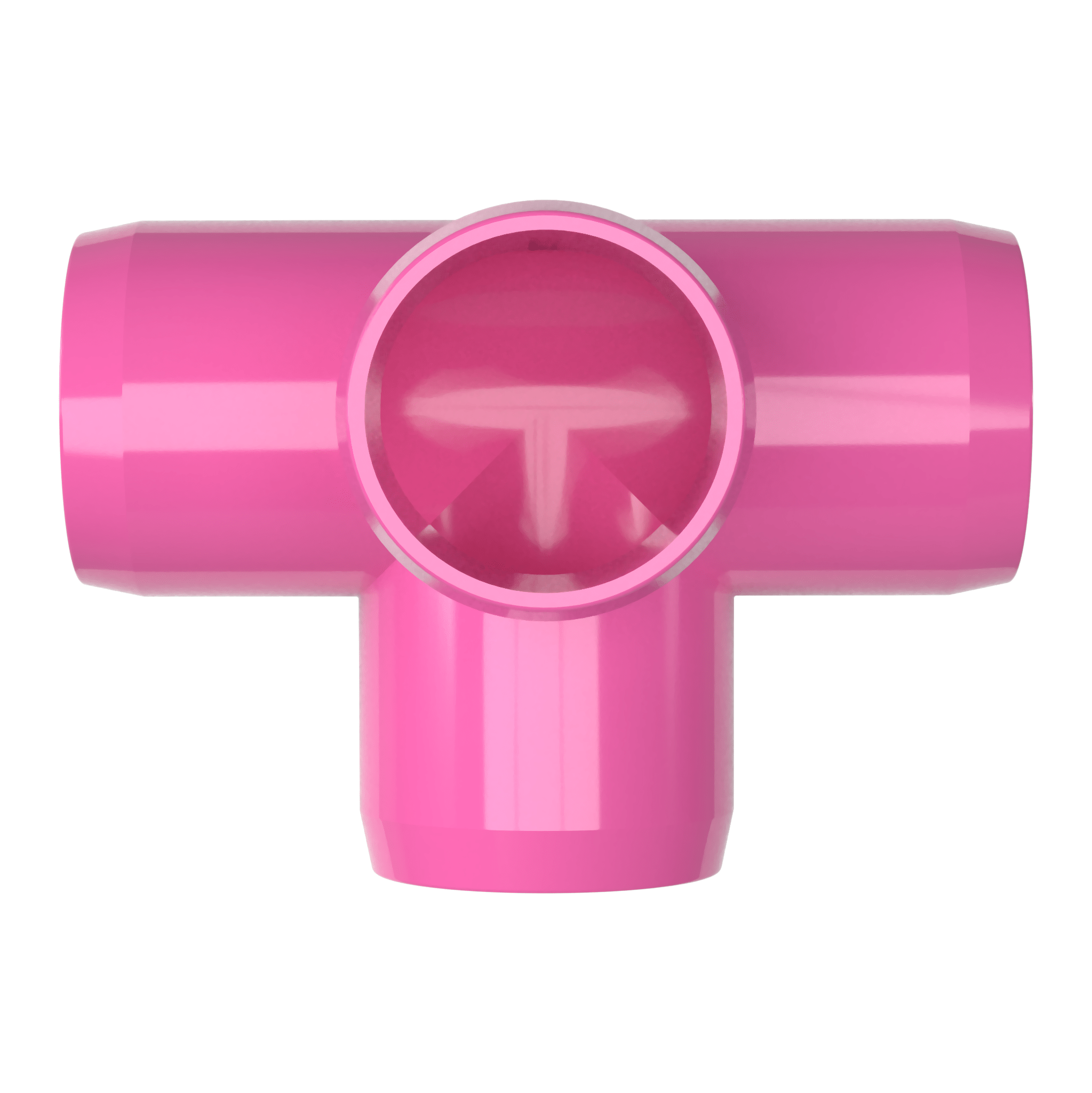 1-1/2 in. 4-Way Furniture Grade PVC Tee Fitting - Pink - FORMUFIT