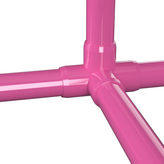 1-1/2 in. 4-Way Furniture Grade PVC Tee Fitting - Pink - FORMUFIT
