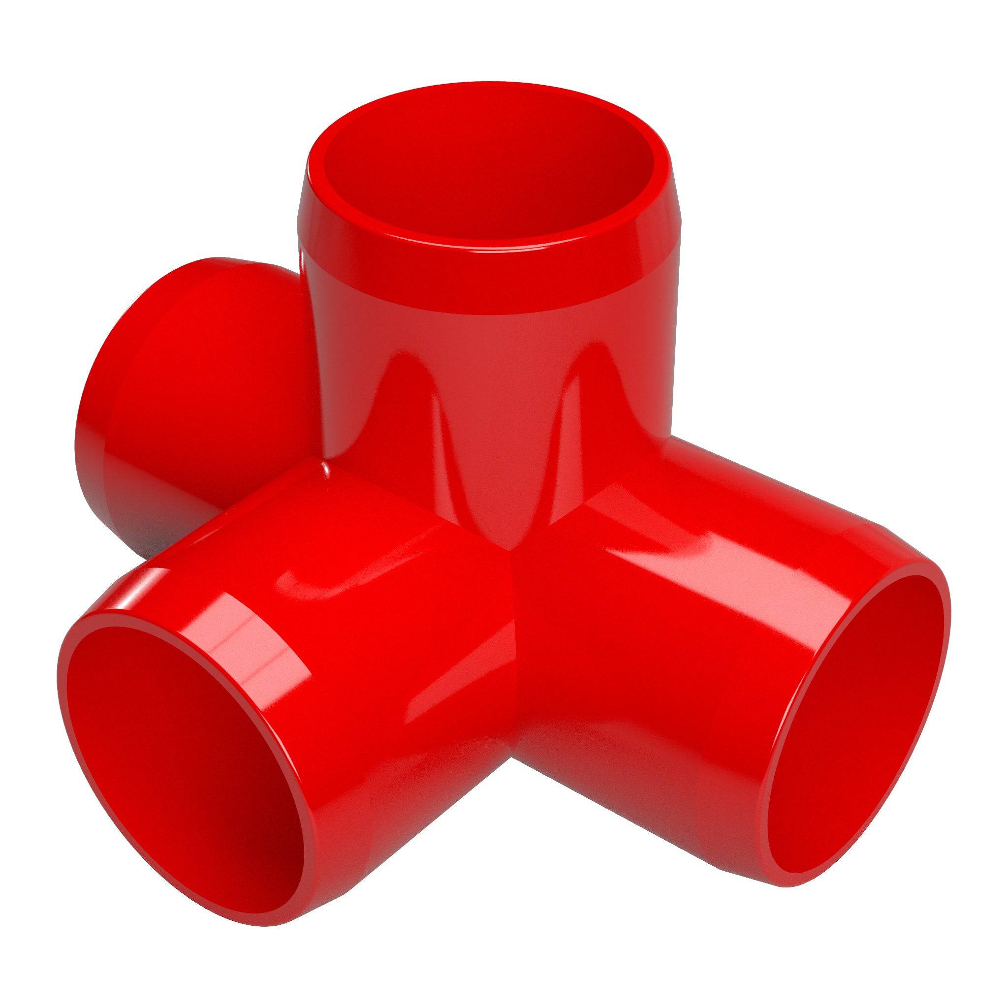 1-1/2 in. 4-Way Furniture Grade PVC Tee Fitting - Red - FORMUFIT