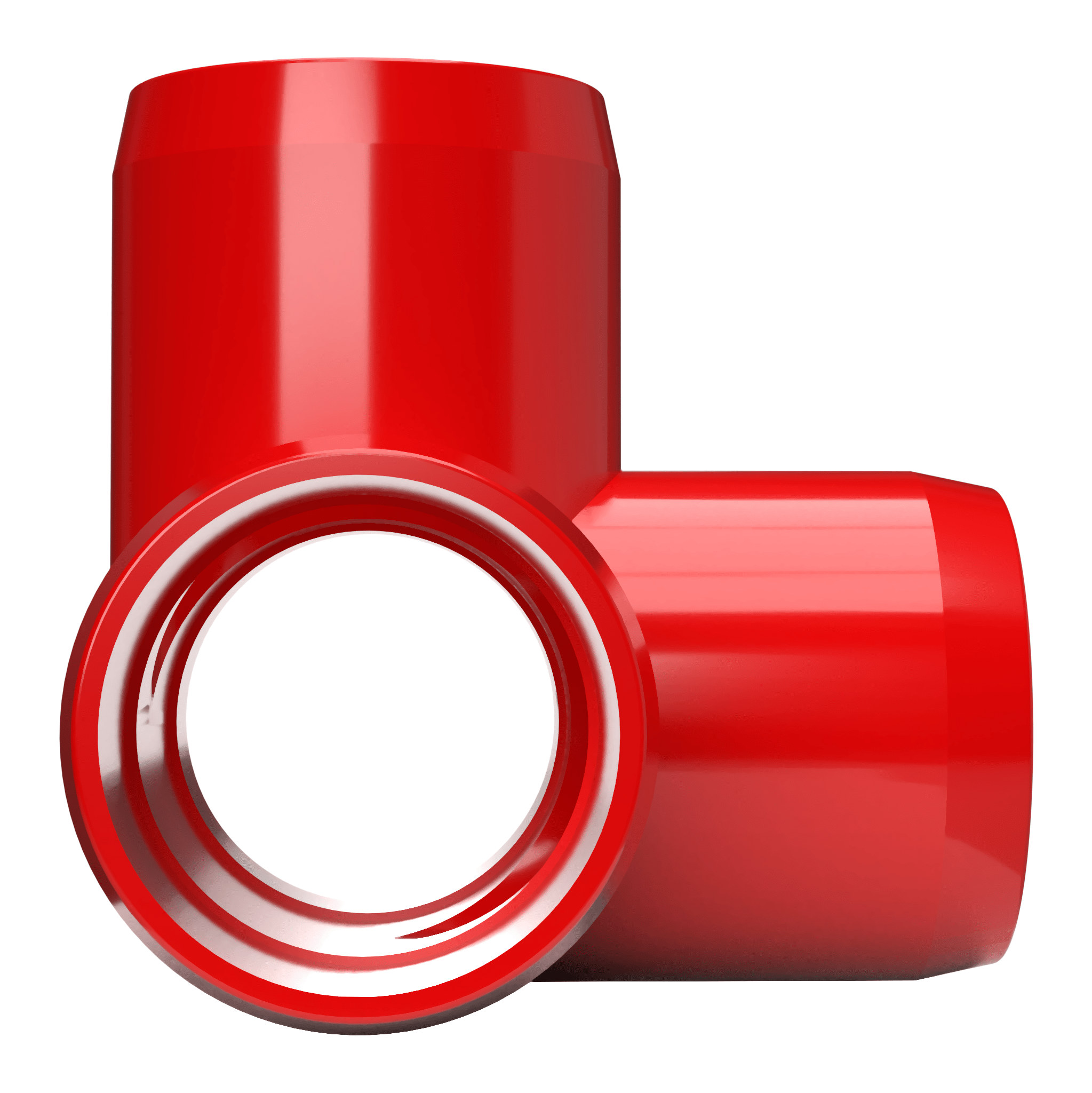 1-1/2 in. 4-Way Furniture Grade PVC Tee Fitting - Red - FORMUFIT