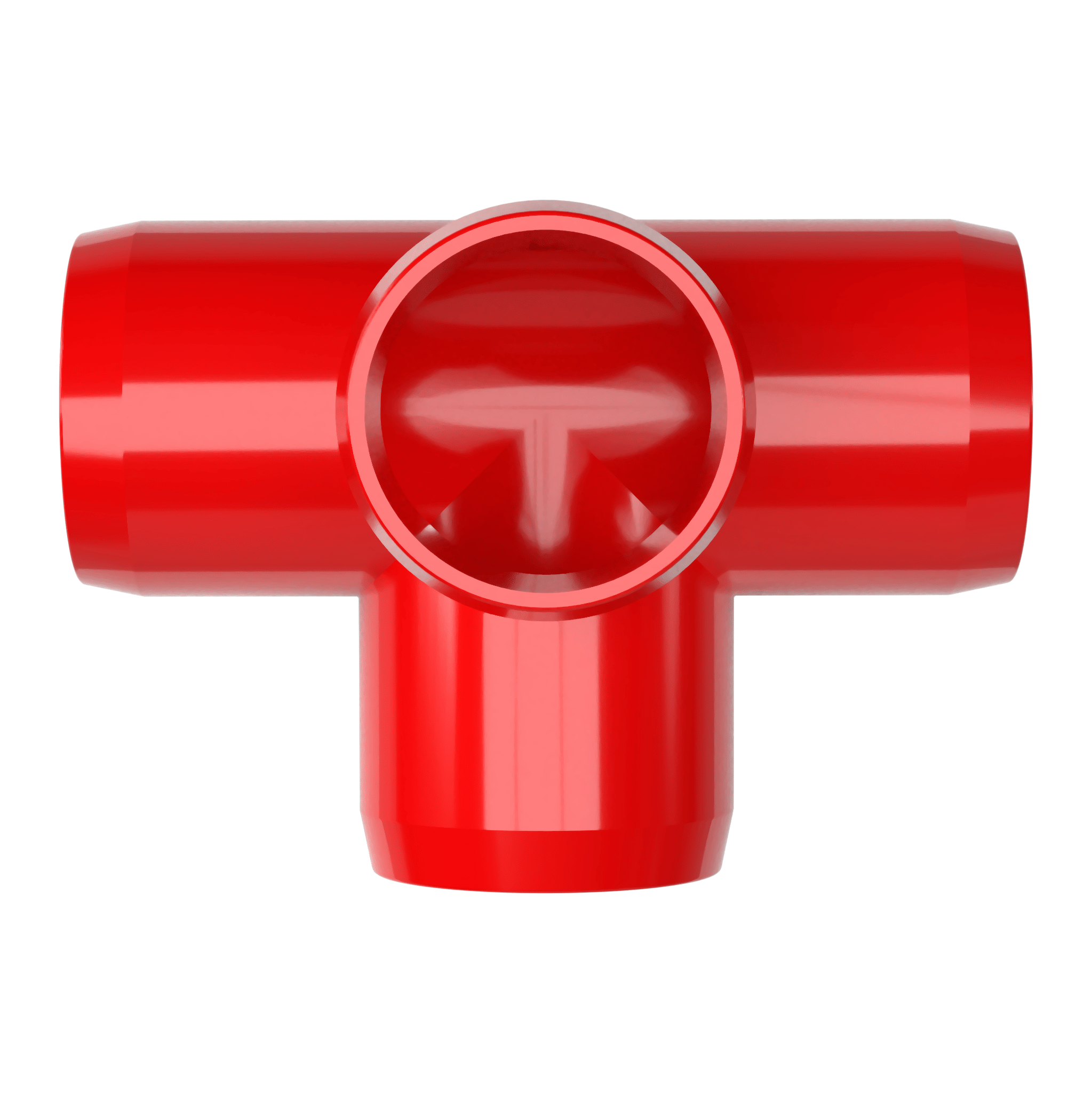 1-1/2 in. 4-Way Furniture Grade PVC Tee Fitting - Red - FORMUFIT