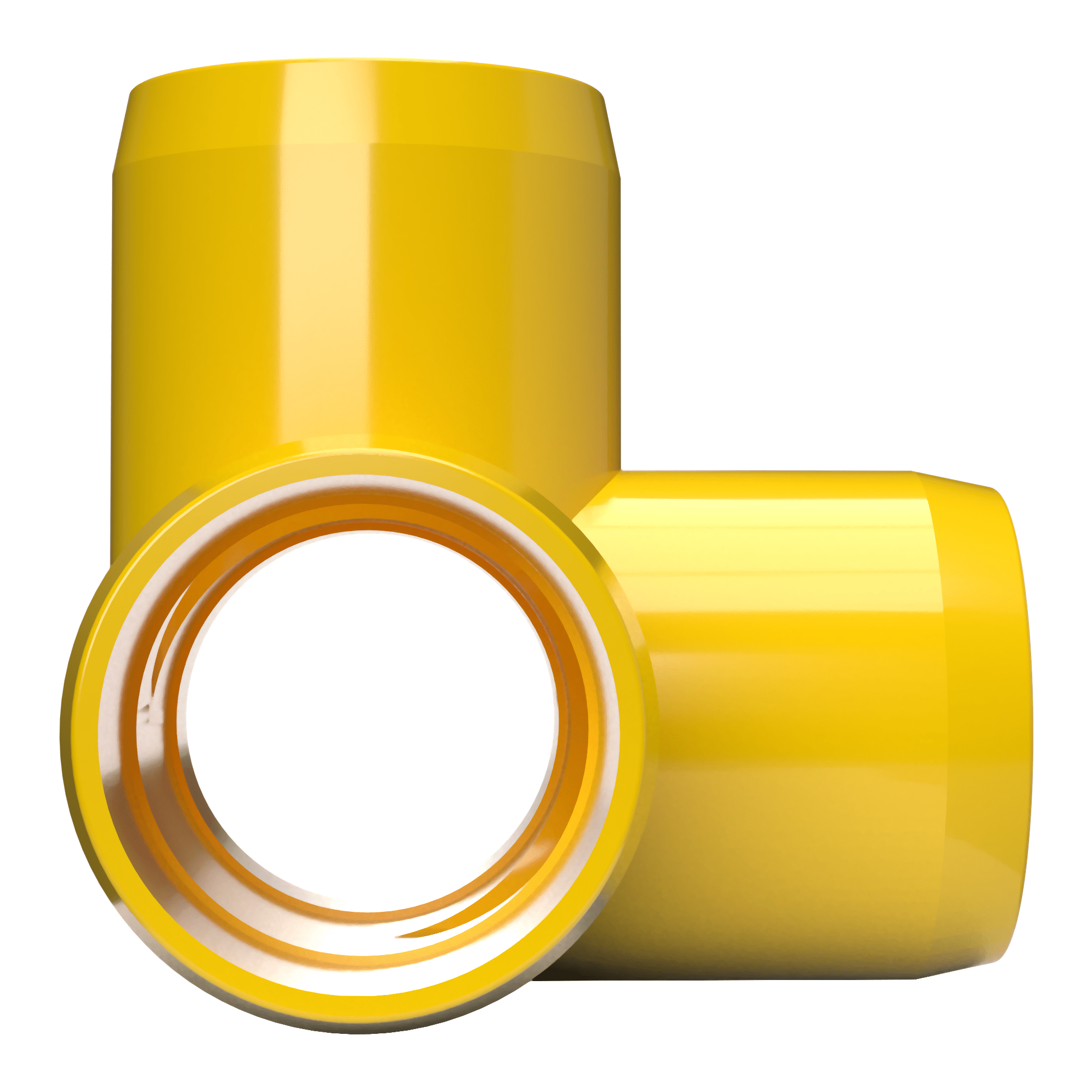 1-1/2 in. 4-Way Furniture Grade PVC Tee Fitting - Yellow - FORMUFIT