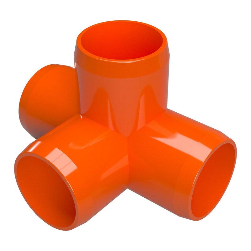 Load image into Gallery viewer, 1-1/4 in. 4-Way Furniture Grade PVC Tee Fitting - Orange - FORMUFIT
