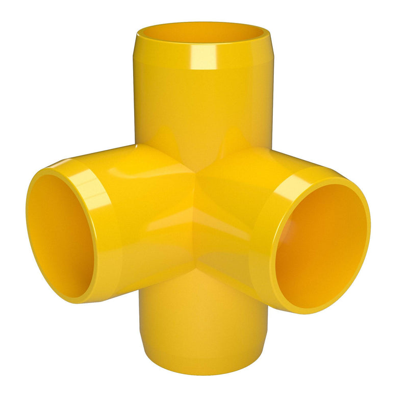 Load image into Gallery viewer, 1-1/4 in. 4-Way Furniture Grade PVC Tee Fitting - Yellow - FORMUFIT
