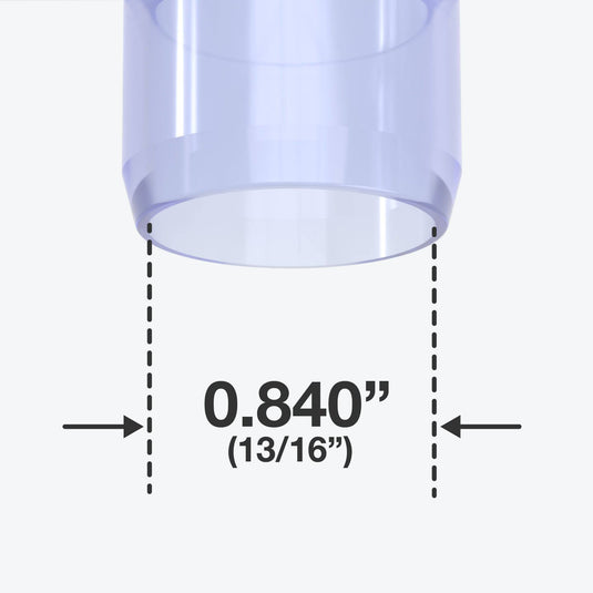 1/2 in. 4-Way Furniture Grade PVC Tee Fitting - Clear - FORMUFIT