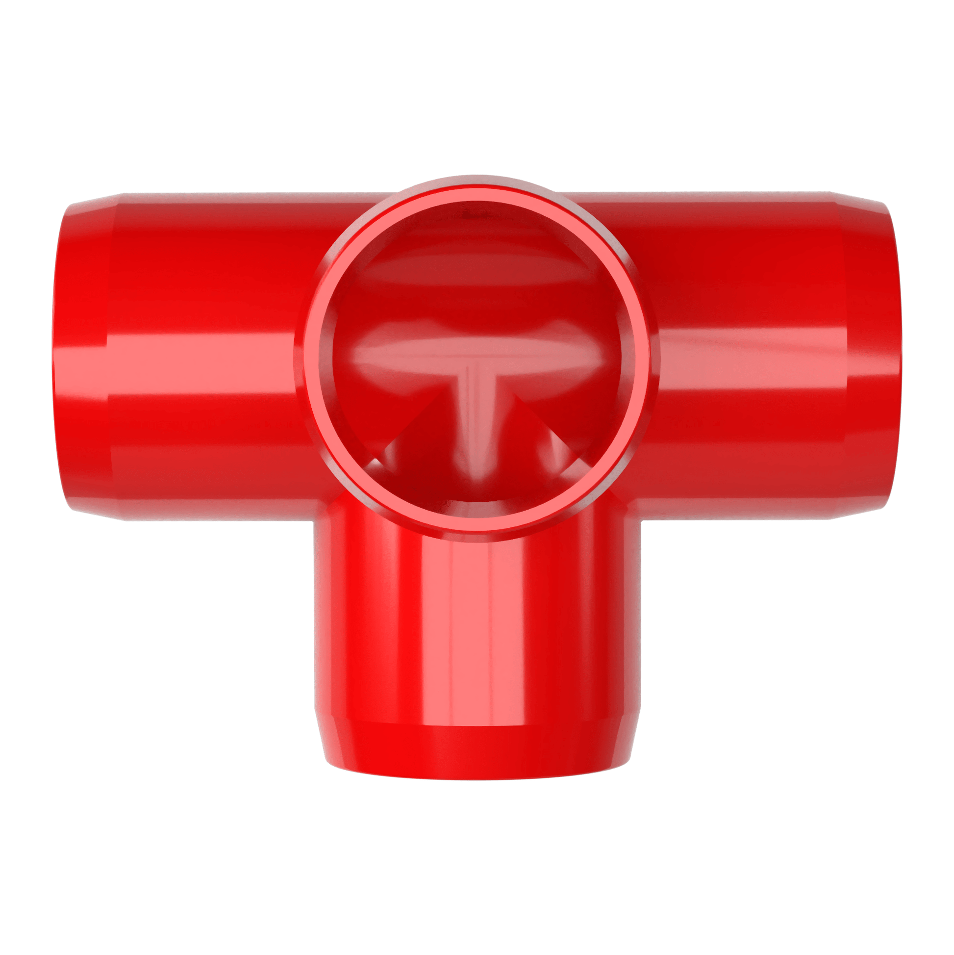 1/2 in. 4-Way Furniture Grade PVC Tee Fitting - Red - FORMUFIT