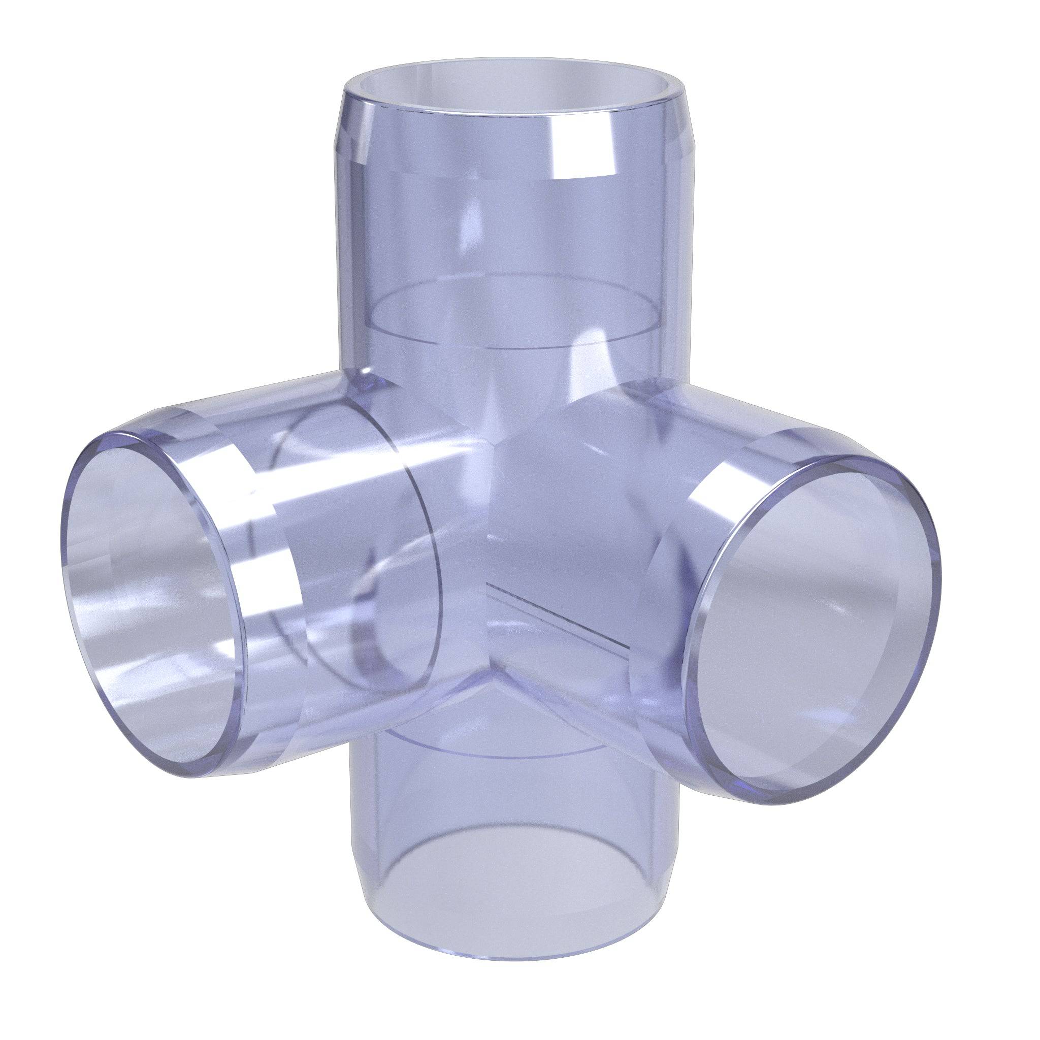 1 in. 4-Way Furniture Grade PVC Tee Fitting - Clear - FORMUFIT