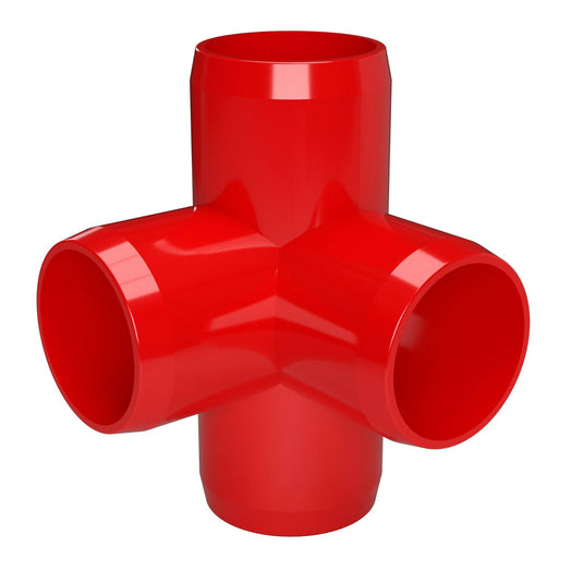 1 in. 4-Way Furniture Grade PVC Tee Fitting - Red - FORMUFIT