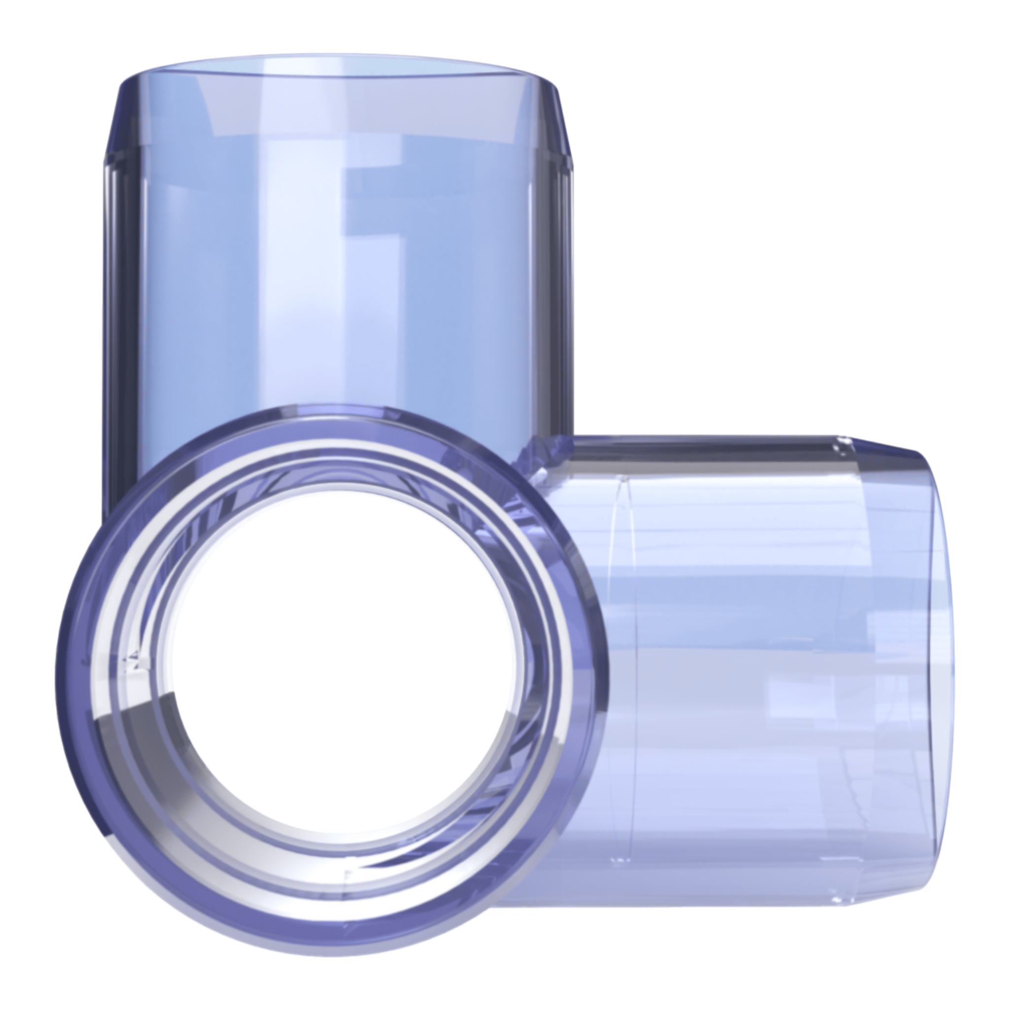 3/4 4-Way Furniture Grade PVC Tee Fitting Clear FORMUFIT