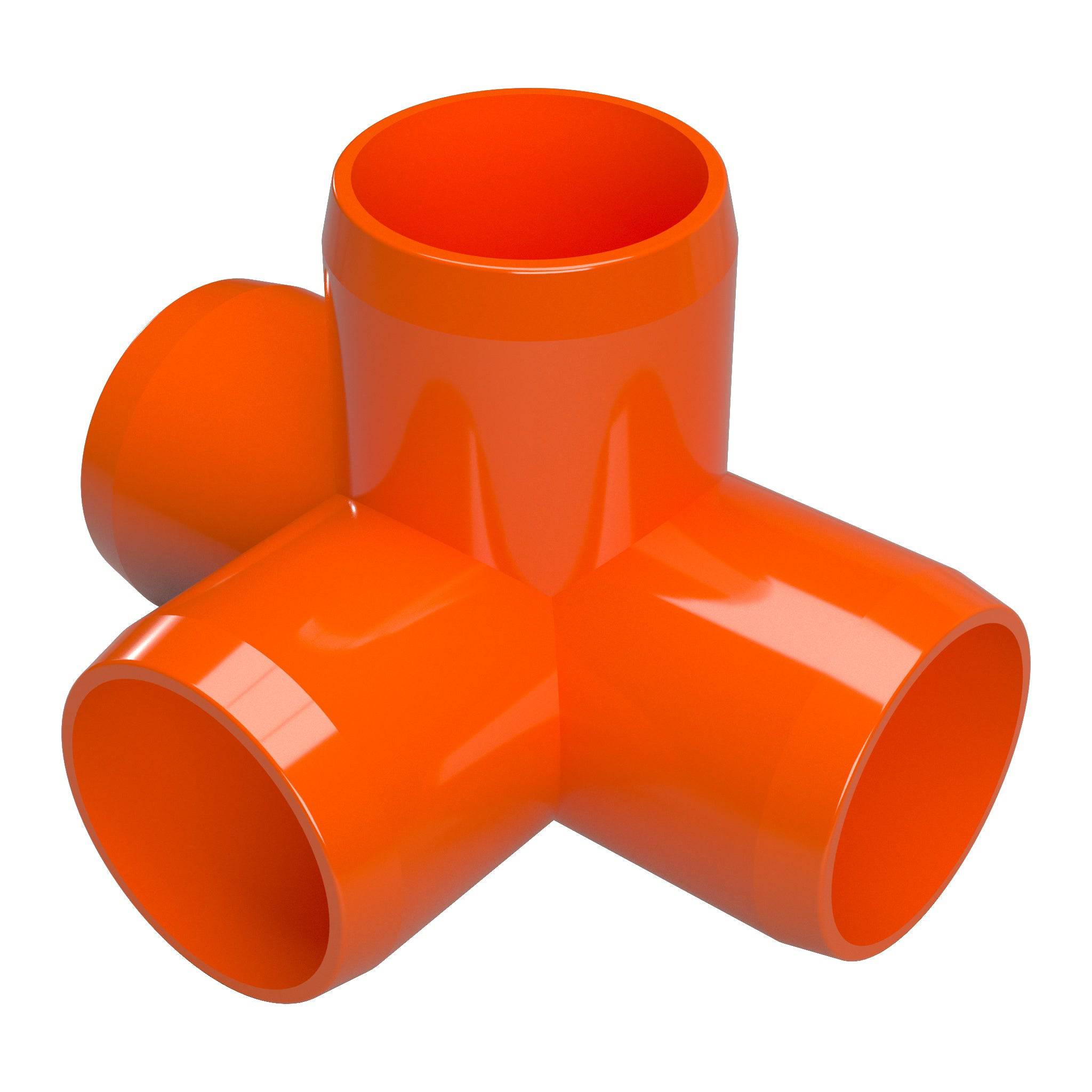 3/4 in. 4-Way Furniture Grade PVC Tee Fitting - Orange - FORMUFIT