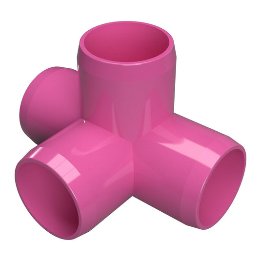 3/4 in. 4-Way Furniture Grade PVC Tee Fitting - Pink - FORMUFIT