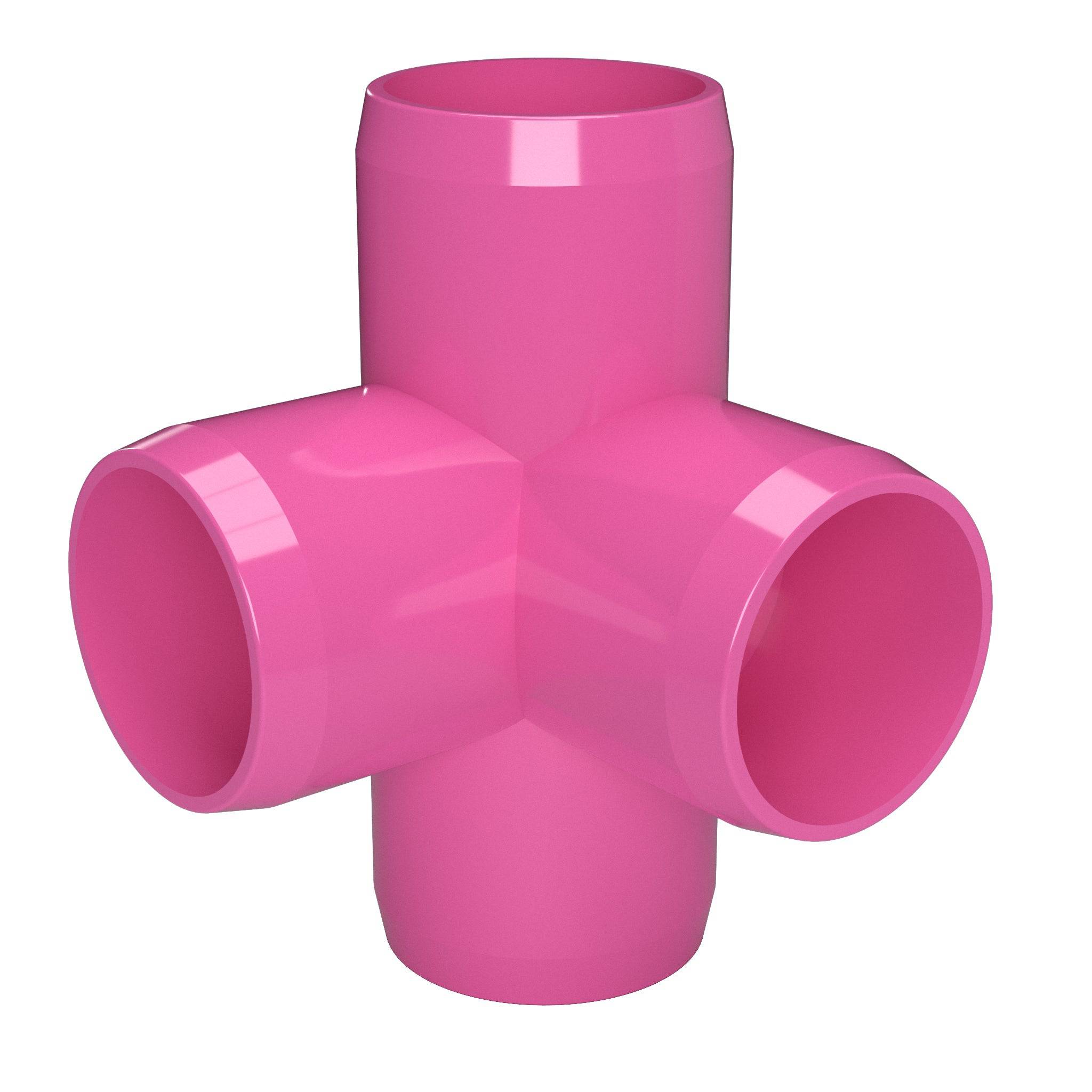 3/4 in. 4-Way Furniture Grade PVC Tee Fitting - Pink - FORMUFIT