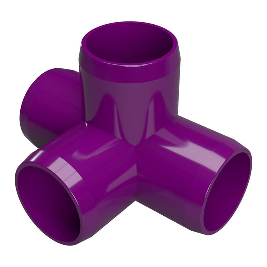 3/4 in. 4-Way Furniture Grade PVC Tee Fitting - Purple - FORMUFIT