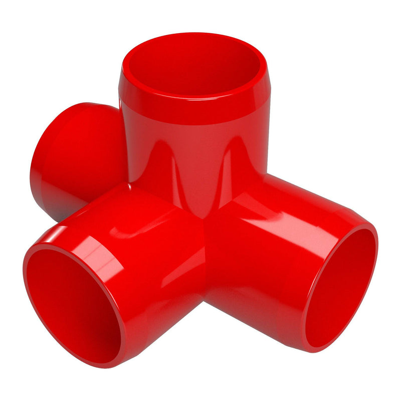 Load image into Gallery viewer, 3/4 in. 4-Way Furniture Grade PVC Tee Fitting - Red - FORMUFIT
