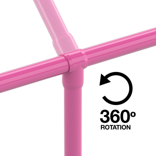 1 in. Slip Sling Furniture Grade PVC Tee - Pink - FORMUFIT