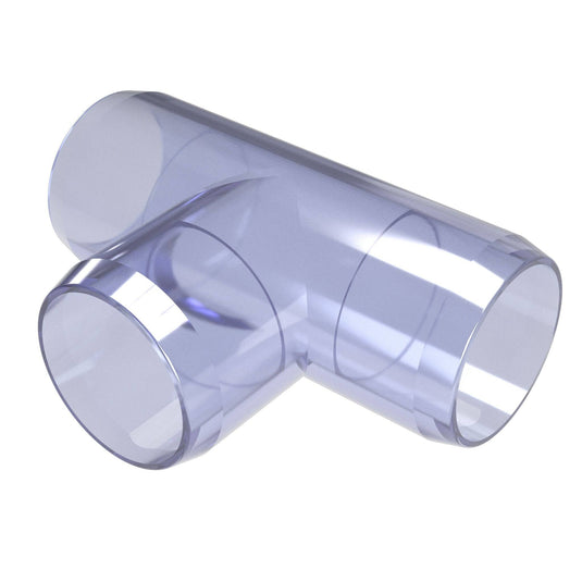 1-1/2 in. Furniture Grade PVC Tee Fitting - Clear - FORMUFIT