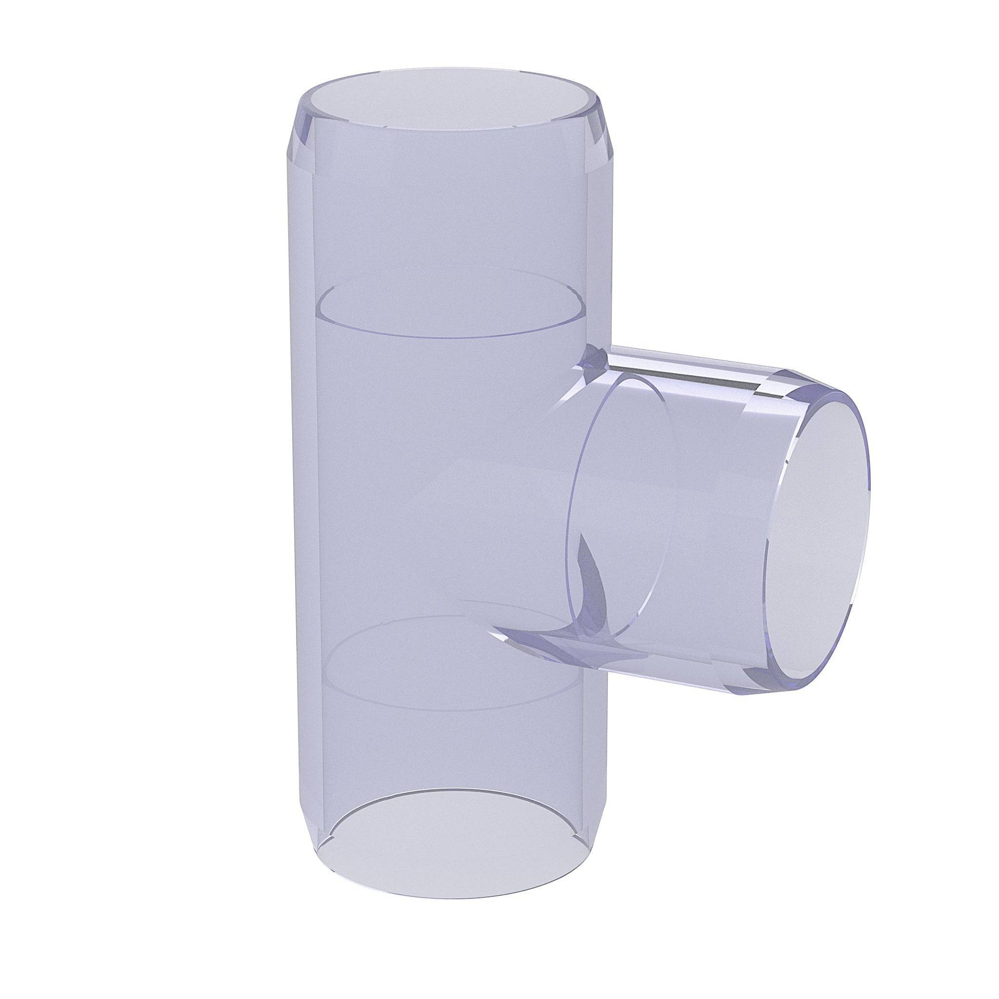 1-1/2 in. Furniture Grade PVC Tee Fitting - Clear - FORMUFIT