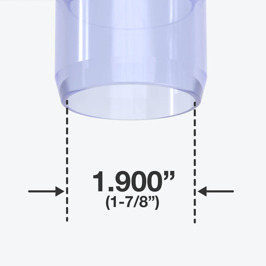 1-1/2 in. Furniture Grade PVC Tee Fitting - Clear - FORMUFIT