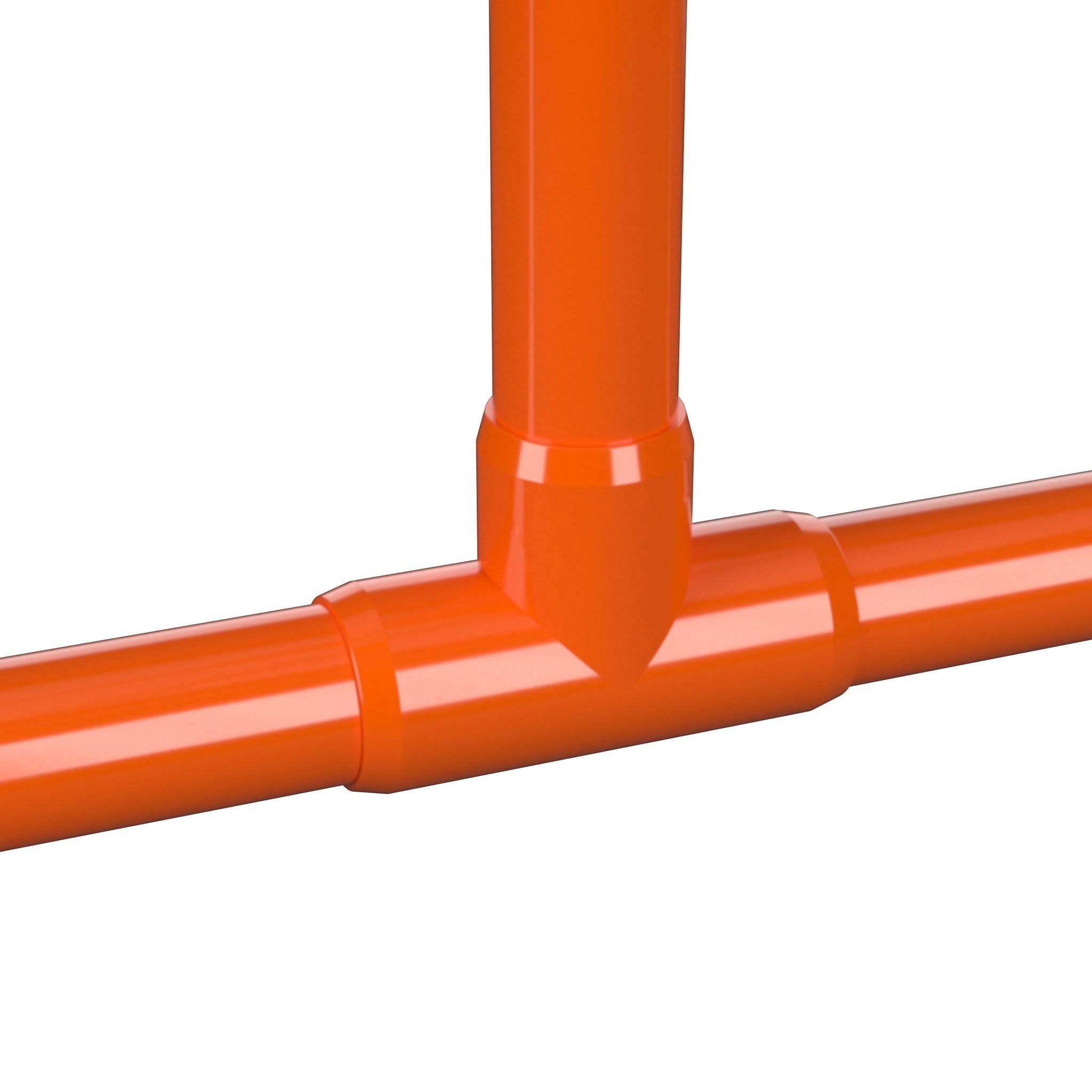 1-1/4 in. Furniture Grade PVC Tee Fitting - Orange - FORMUFIT