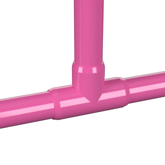 1-1/4 in. Furniture Grade PVC Tee Fitting - Pink - FORMUFIT